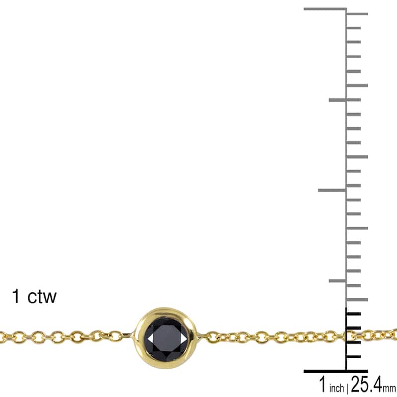 Annello by Kobelli 14k Gold 1ct TDW Black Diamond Bezel Station Bracelet