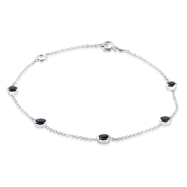 Annello by Kobelli 14k Gold 1ct TDW Black Diamond Bezel Station Bracelet - White