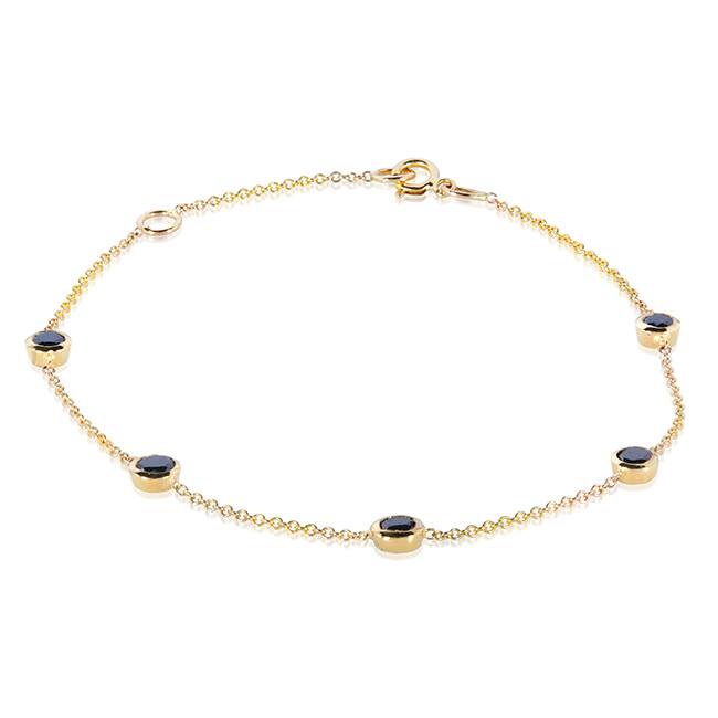 Annello by Kobelli 14k Gold 1ct TDW Black Diamond Bezel Station Bracelet - Yellow