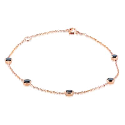 Annello by Kobelli 14k Gold 1ct TDW Black Diamond Bezel Station Bracelet