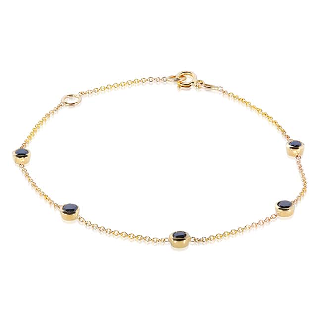 Annello by Kobelli 14k Gold 1/2ct TDW Black Diamond Bezel Station Bracelet