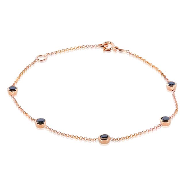 Annello by Kobelli 14k Gold 1/2ct TDW Black Diamond Bezel Station Bracelet - Rose