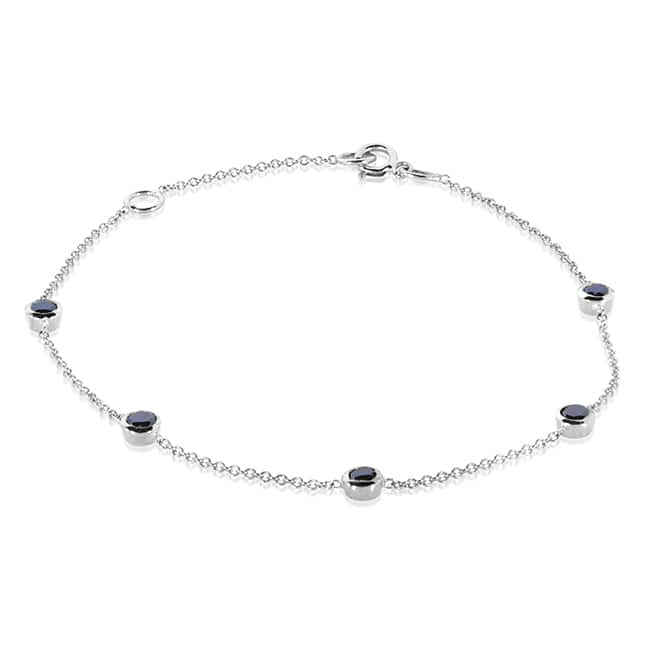 Annello by Kobelli 14k Gold 1/2ct TDW Black Diamond Bezel Station Bracelet - White