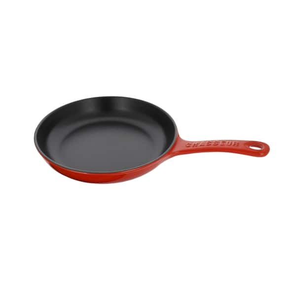 slide 2 of 4, Chasseur 8-inch Red French Enameled Cast Iron Fry pan