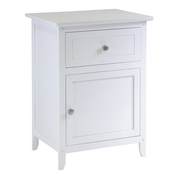 Eugene Night Stand / Accent Table with Drawer & Cabinet White