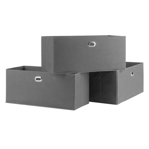 Torino 3-Pc Set Folding Fabric Baskets Black