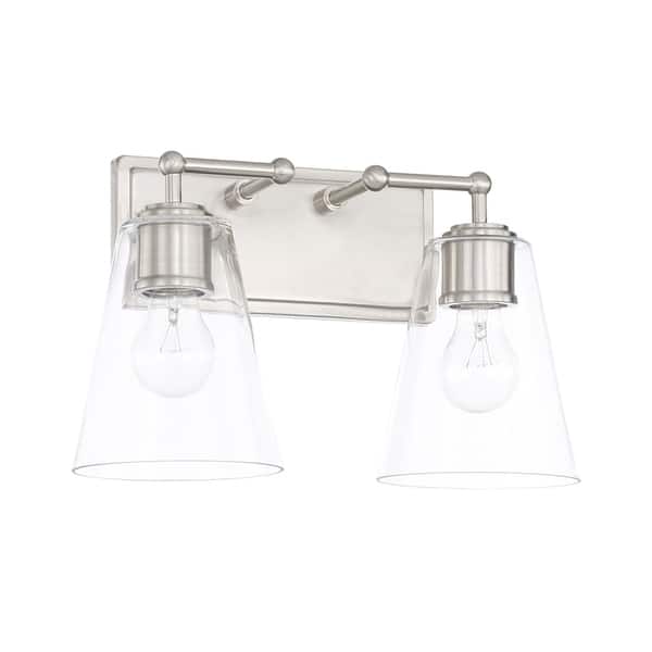 slide 2 of 2, 2-light Brushed Nickel Bath/Vanity Fixture