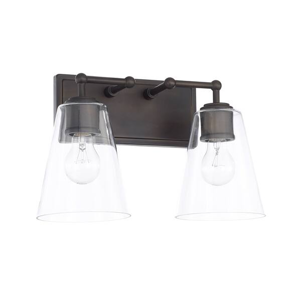 slide 2 of 2, 2-light Old Bronze Bath/Vanity Fixture