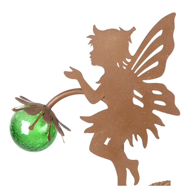 Solar Powered Metal Fairy Figure Garden Stakes, Set of 2 - 35.5" H