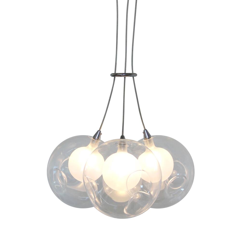 Ara 3-Light Glass Sphere Rectangular LED Chandelier