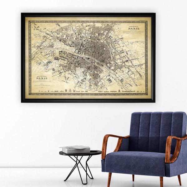 Vintage Paris Map Outline II - Black Frame. Opens flyout.