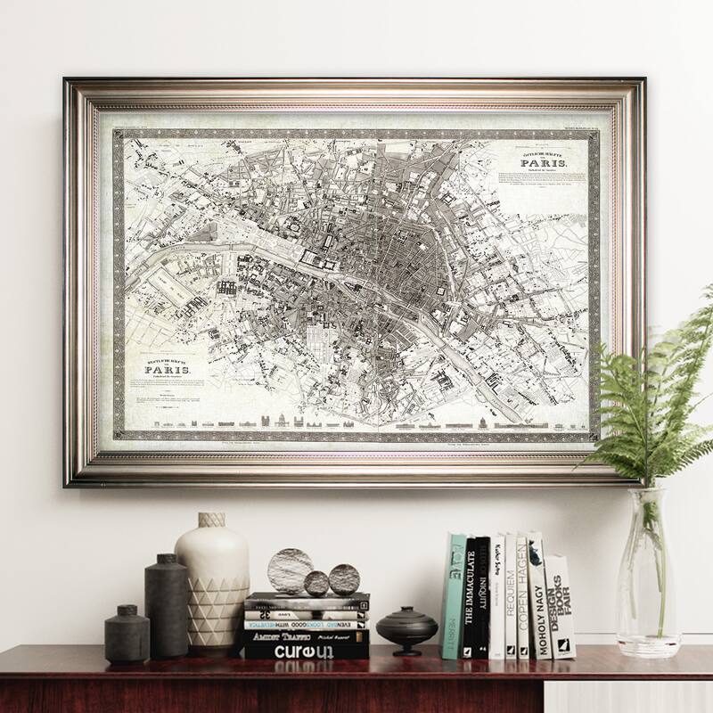Vintage Paris Map Outline -Silver Frame