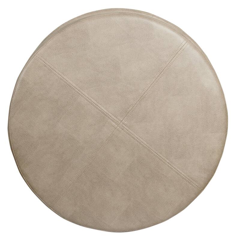 HomePop Round Faux Leather Storage Ottoman Taupe On Sale Bed Bath