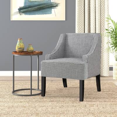 Copper Grove Boulogne Classic Swoop Chair with Ebony Houndstooth Fabric Upholstery