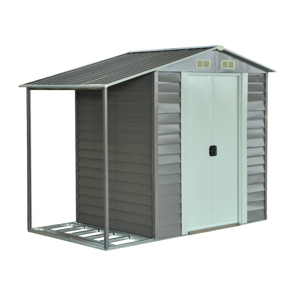 Outsunny Metal 8.5 'x 5' Outdoor Garden Storage Shed with Firewood Storage