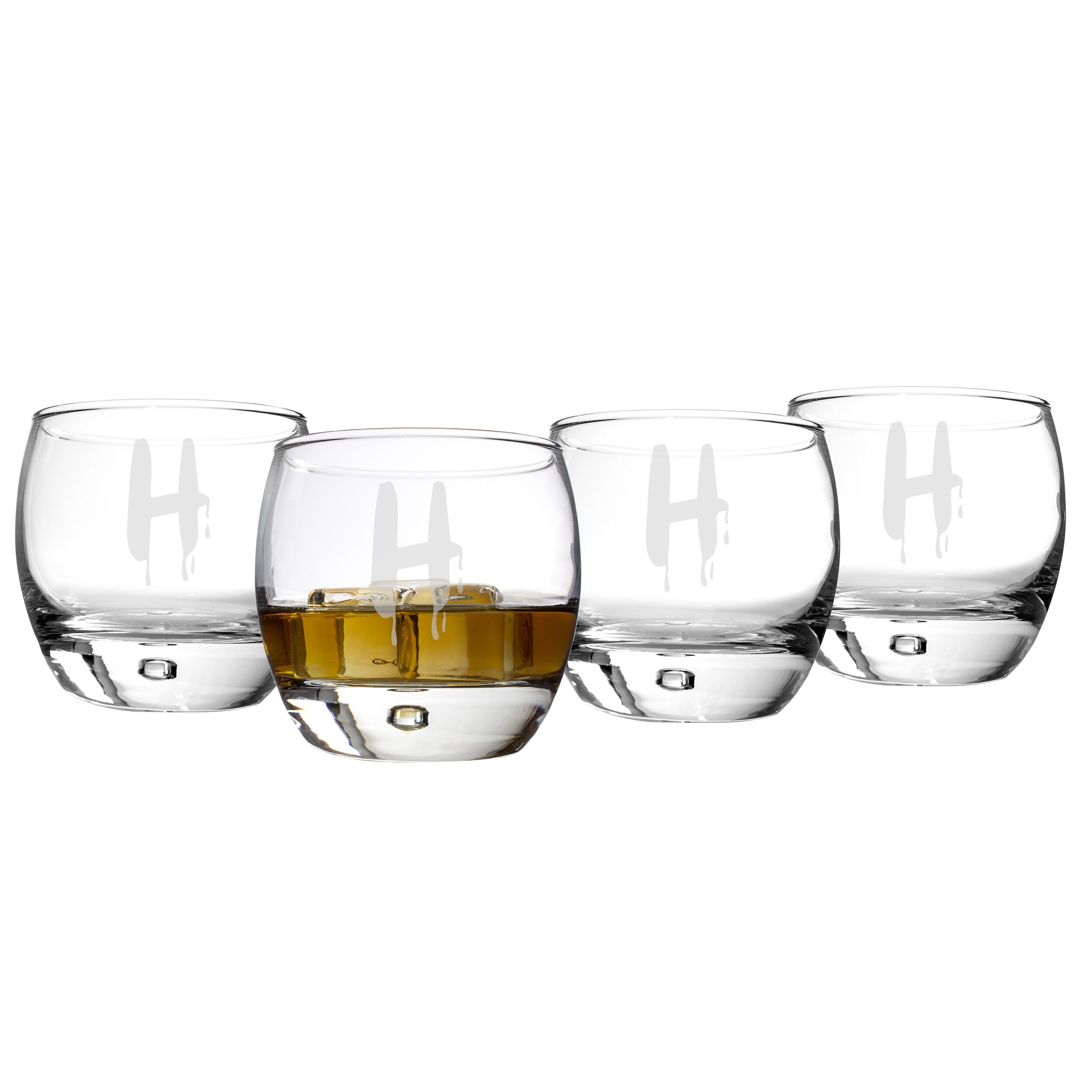 Personalized Art Deco Whiskey Glasses, Set of 2, Clear/White, 3.5H x 3 , Glass | Kirkland's Home