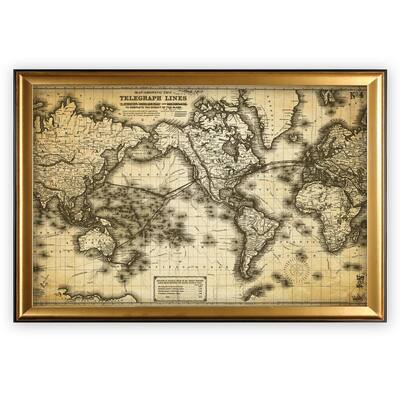 Vintage Wold Map VII Antique - Gold Frame