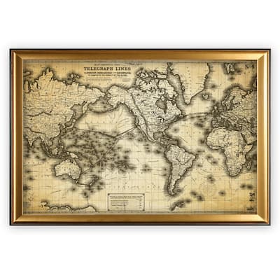 Vintage Wold Map VII Antique - Gold Frame