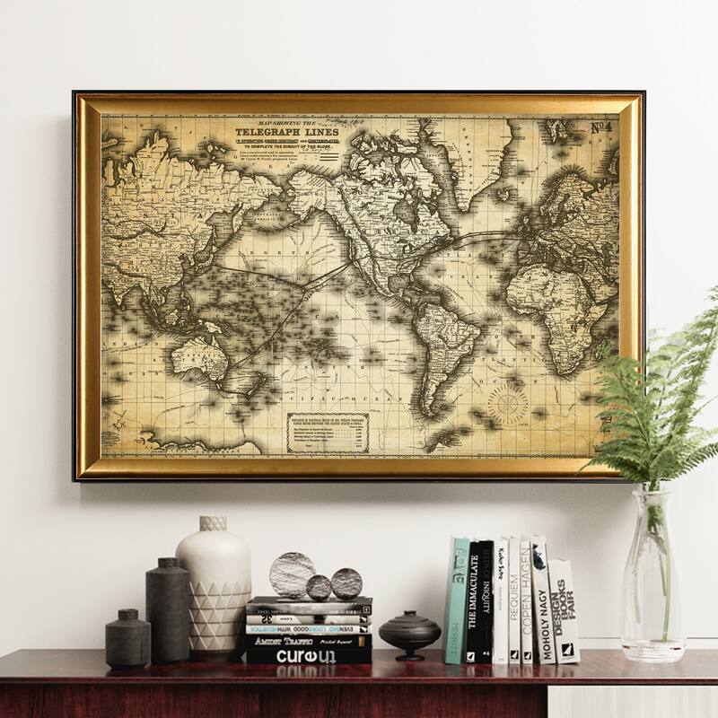Vintage Wold Map VII Antique - Gold Frame
