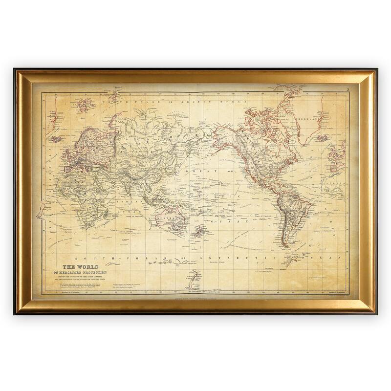 Vintage Wold Map VI Antique - Gold Frame