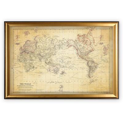 Vintage Wold Map VI Antique - Gold Frame