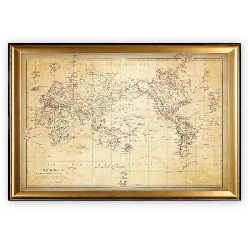 Vintage Wold Map VI Antique - Gold Frame