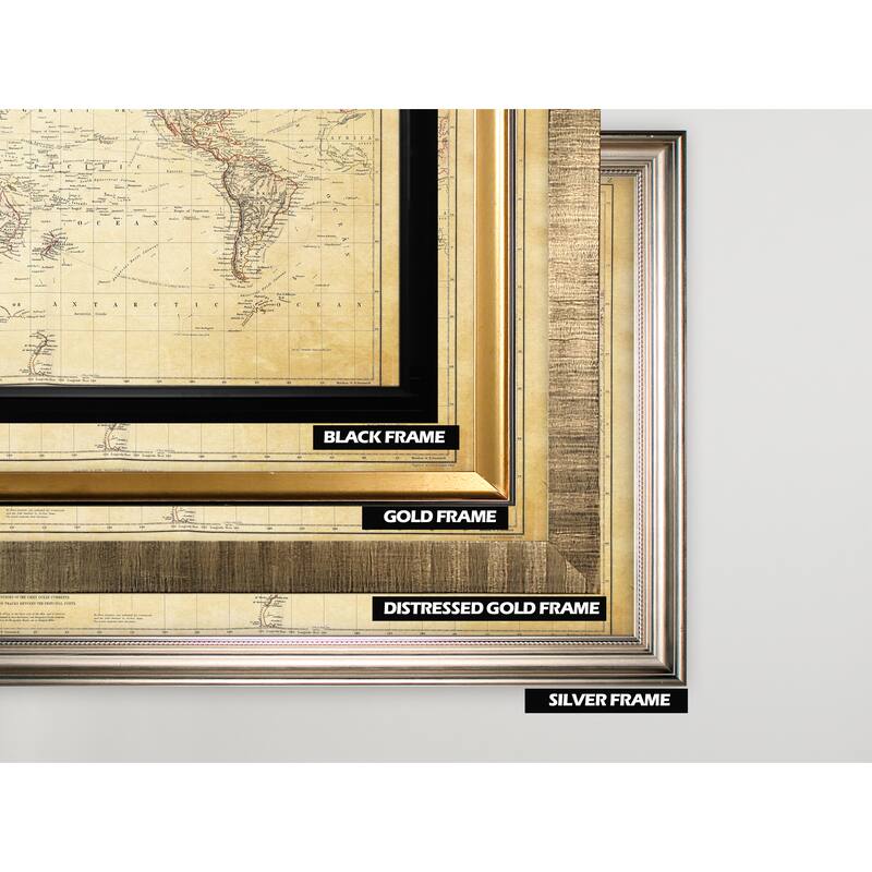 Vintage Wold Map VI Antique - Gold Frame