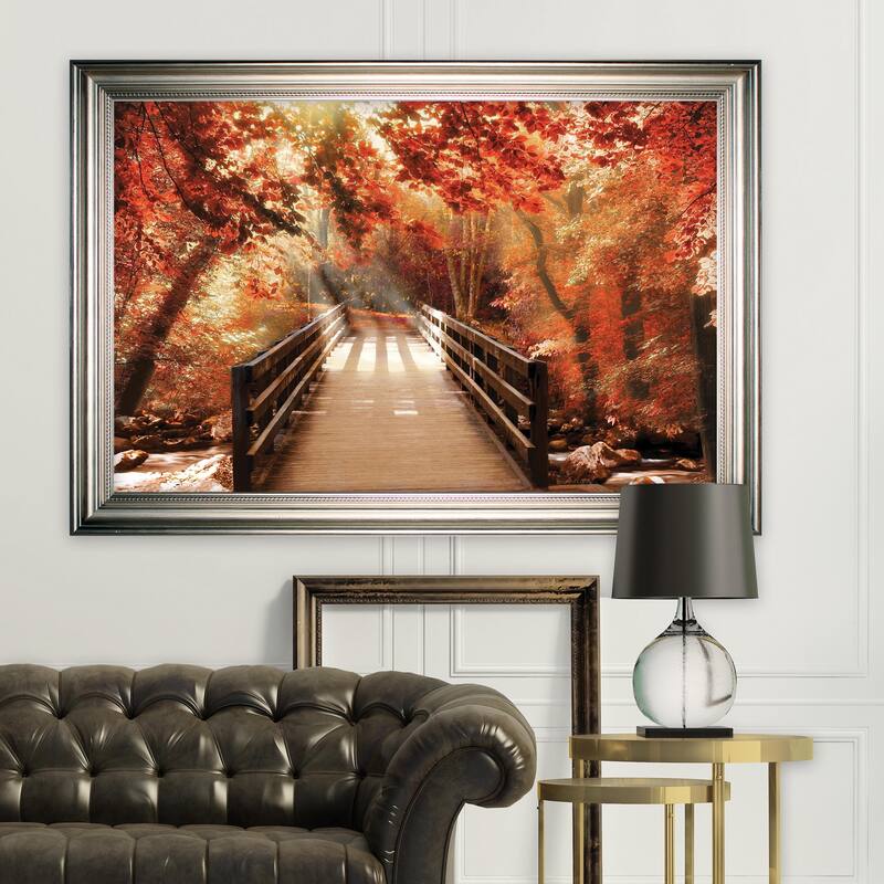 Autumn Bridge -Silver Frame - Wood - Silver - Rectangle - Traditional