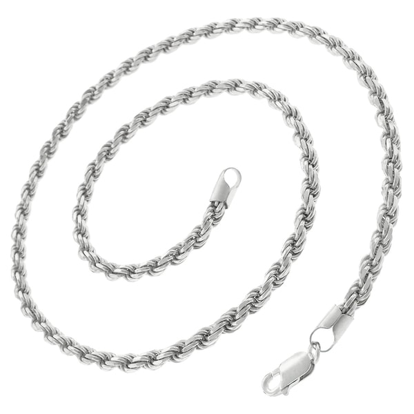 REAL 925 STERLING SILVER Diamond Cut ROPE Chain Necklace SOLID SILVER .925 ITALY