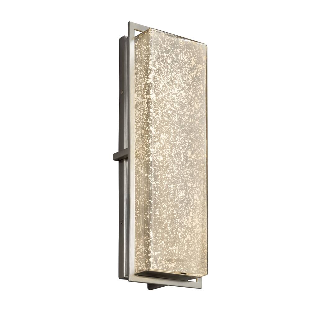 Justice Design Fusion Avalon Brushed Nickel ADA LED Outdoor Wall Sconce, Mercury Shade