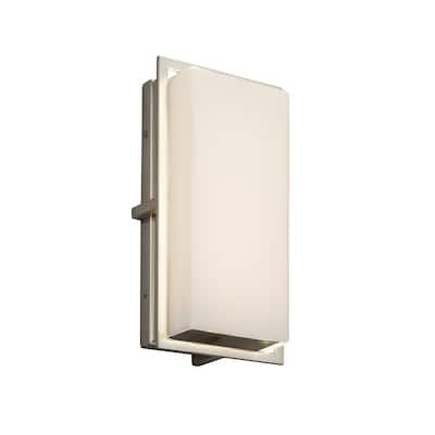 Justice Design Fusion Avalon Brushed Nickel ADA LED Small Outdoor Wall Sconce, Opal Shade