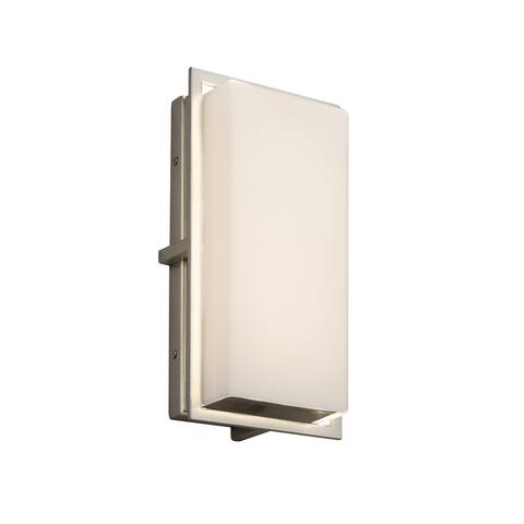 Justice Design Fusion Avalon Brushed Nickel ADA LED Small Outdoor Wall Sconce, Opal Shade