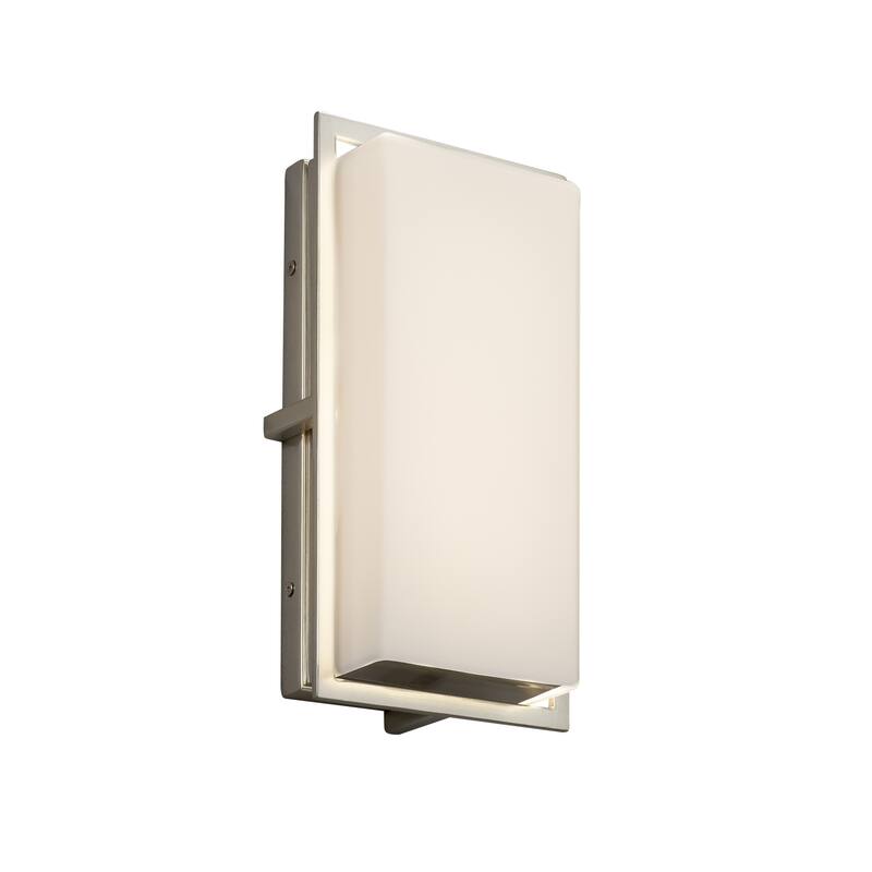 Justice Design Fusion Avalon Brushed Nickel ADA LED Small Outdoor Wall Sconce, Opal Shade