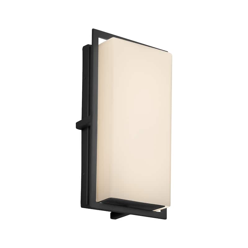 Justice Design Fusion Avalon Matte Black ADA LED Small Outdoor Wall Sconce, Opal Shade
