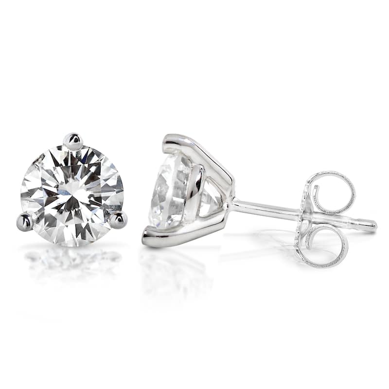 Annello by Kobelli 14k Gold 3ct TGW Round Brilliant Moissanite Stud Earrings