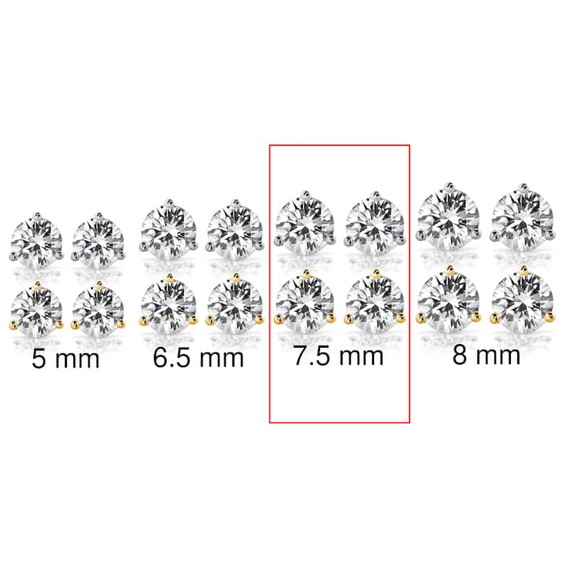 Annello by Kobelli 14k Gold 3ct TGW Round Brilliant Moissanite Stud Earrings