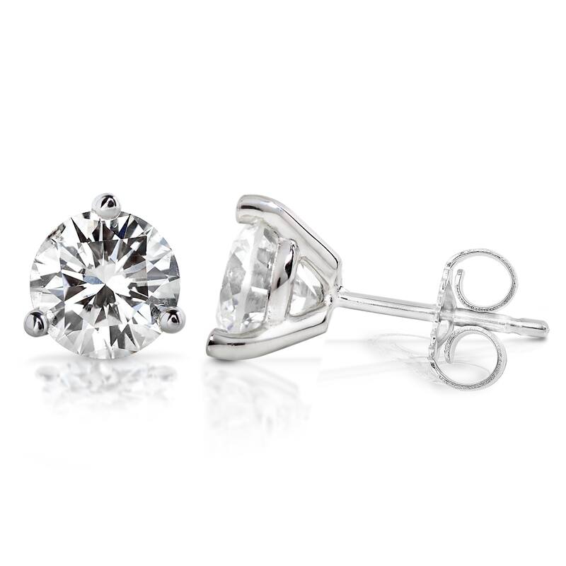 Annello by Kobelli 14k Gold 3ct TGW Round Brilliant Moissanite Stud Earrings - White
