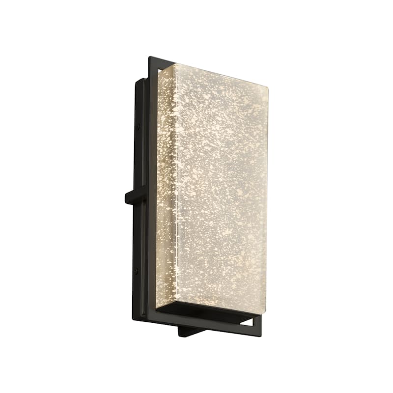 Justice Design Fusion Avalon Matte Black ADA LED Small Outdoor Wall Sconce, Mercury Shade