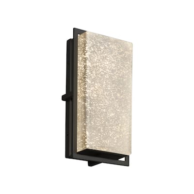 Justice Design Fusion Avalon Matte Black ADA LED Small Outdoor Wall Sconce, Mercury Shade