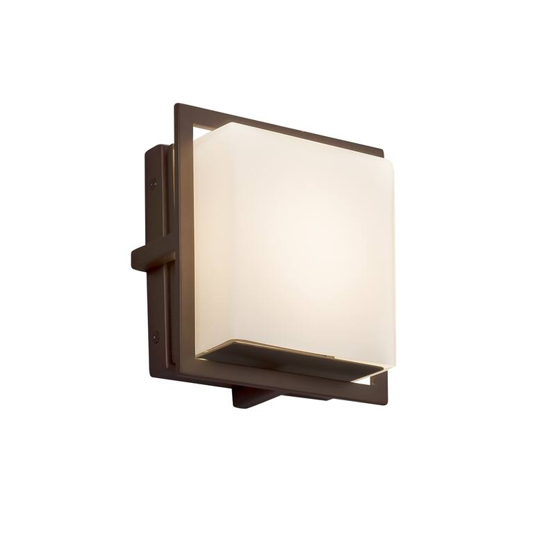Justice Design Fusion Avalon Dark Bronze ADA LED Outdoor Wall Sconce, Square Opal Shade - Dark Bronze