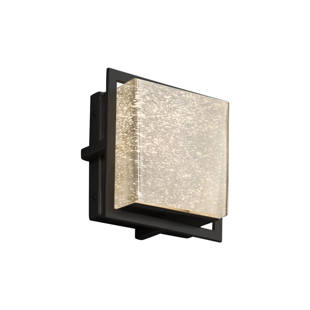 Justice Design Fusion Avalon Matte Black ADA LED Outdoor Wall Sconce, Square Mercury Shade