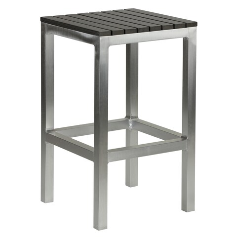 Knotts Aluminum Slate Grey Poly Wood Outdoor Backless Counter Stool by Havenside Home