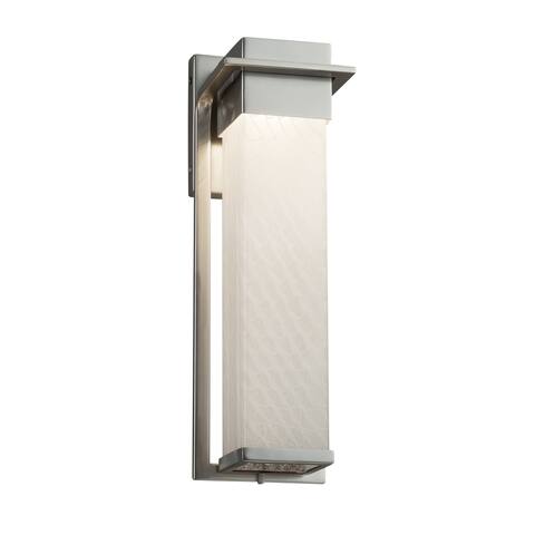 Justice Design Fusion Pacific Brushed Nickel Outdoor Wall Sconce, Weave Shade