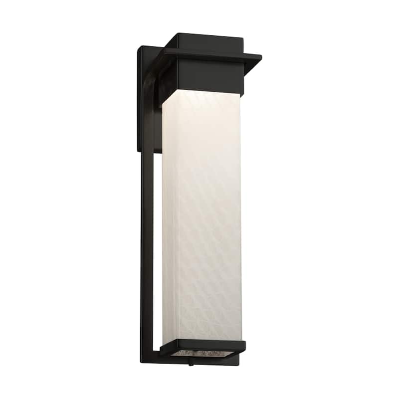 Justice Design Fusion Pacific Matte Black Outdoor Wall Sconce, Weave Shade
