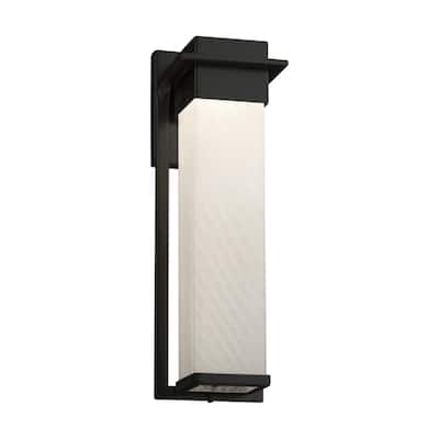 Justice Design Fusion Pacific Matte Black Outdoor Wall Sconce, Weave Shade