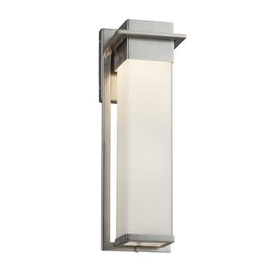 Justice Design Fusion Pacific Brushed Nickel Outdoor Wall Sconce, Opal Shade