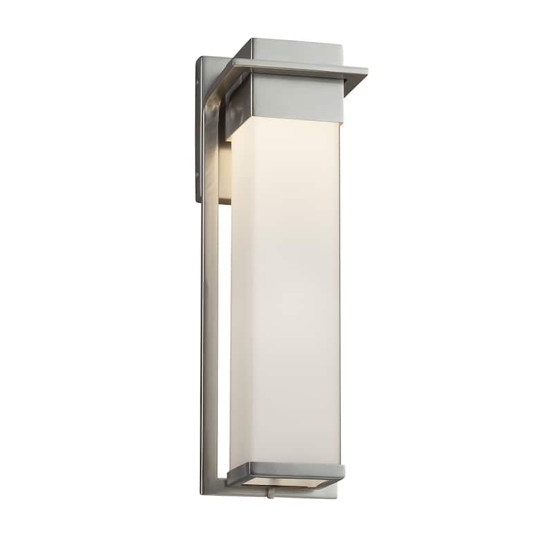 Justice Design Fusion Pacific Brushed Nickel Outdoor Wall Sconce, Opal Shade