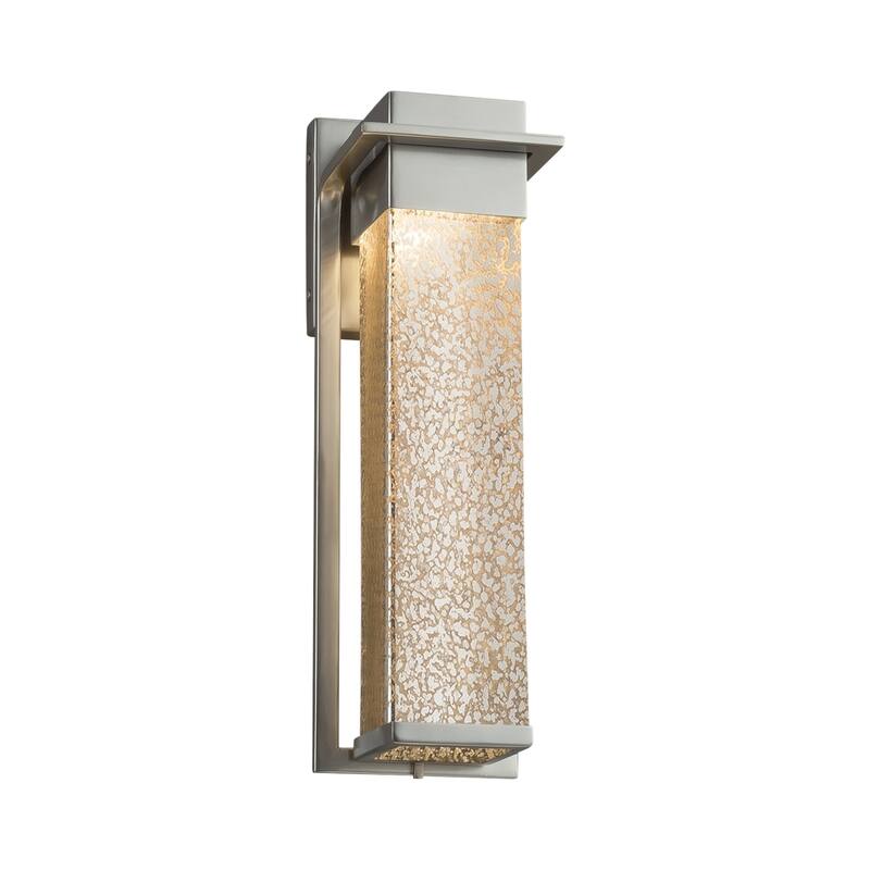 Justice Design Fusion Pacific Brushed Nickel Outdoor Wall Sconce, Mercury Shade
