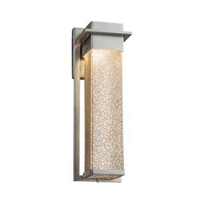 Justice Design Fusion Pacific Brushed Nickel Outdoor Wall Sconce, Mercury Shade