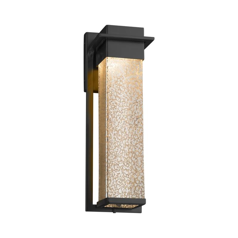 Justice Design Fusion Pacific Matte Black Outdoor Wall Sconce, Mercury Shade